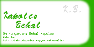 kapolcs behal business card
